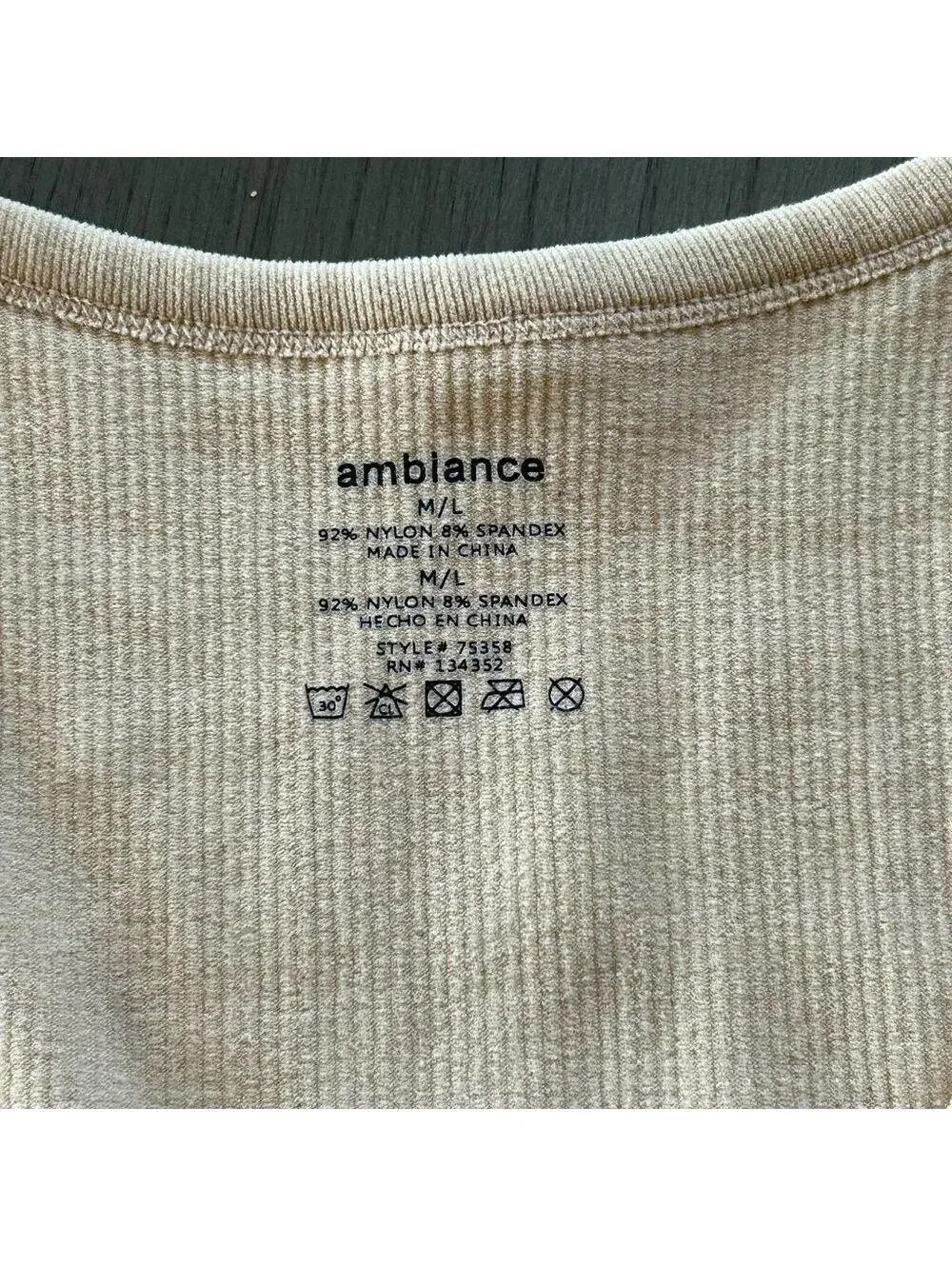 Ambiance Apparel Cream Ribbed Crop Top M/L V-Neck Baby Tee Twee Coquette
